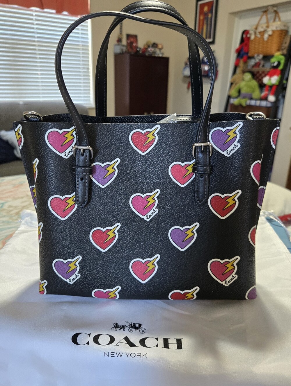 Coach Mollie Tote 25 Heart Bolt Print Crossbody Bag & Wristlet Combo - Picture 8 of 9